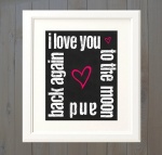 I Love You To The Moon And Back Again Chalkboard Style Digital Download Poster